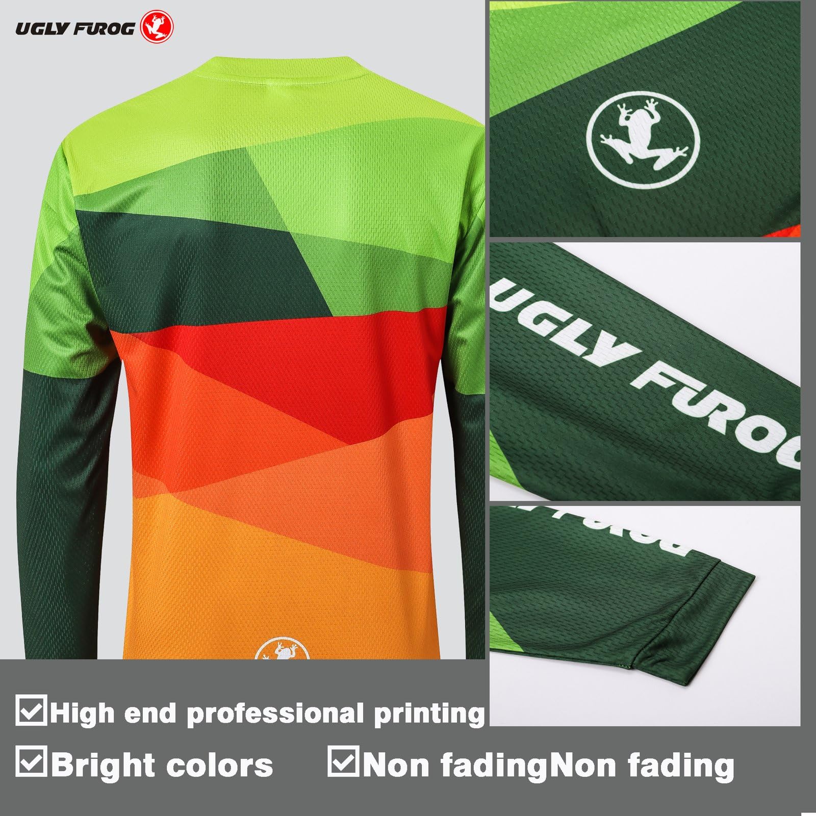 UGLY FROG Downhill Trikot Langarm MTB Trikot Herren Racewear FR Jersey Fahrrad Sport Enduro Leichtgewicht Atmungsaktives SJFX10