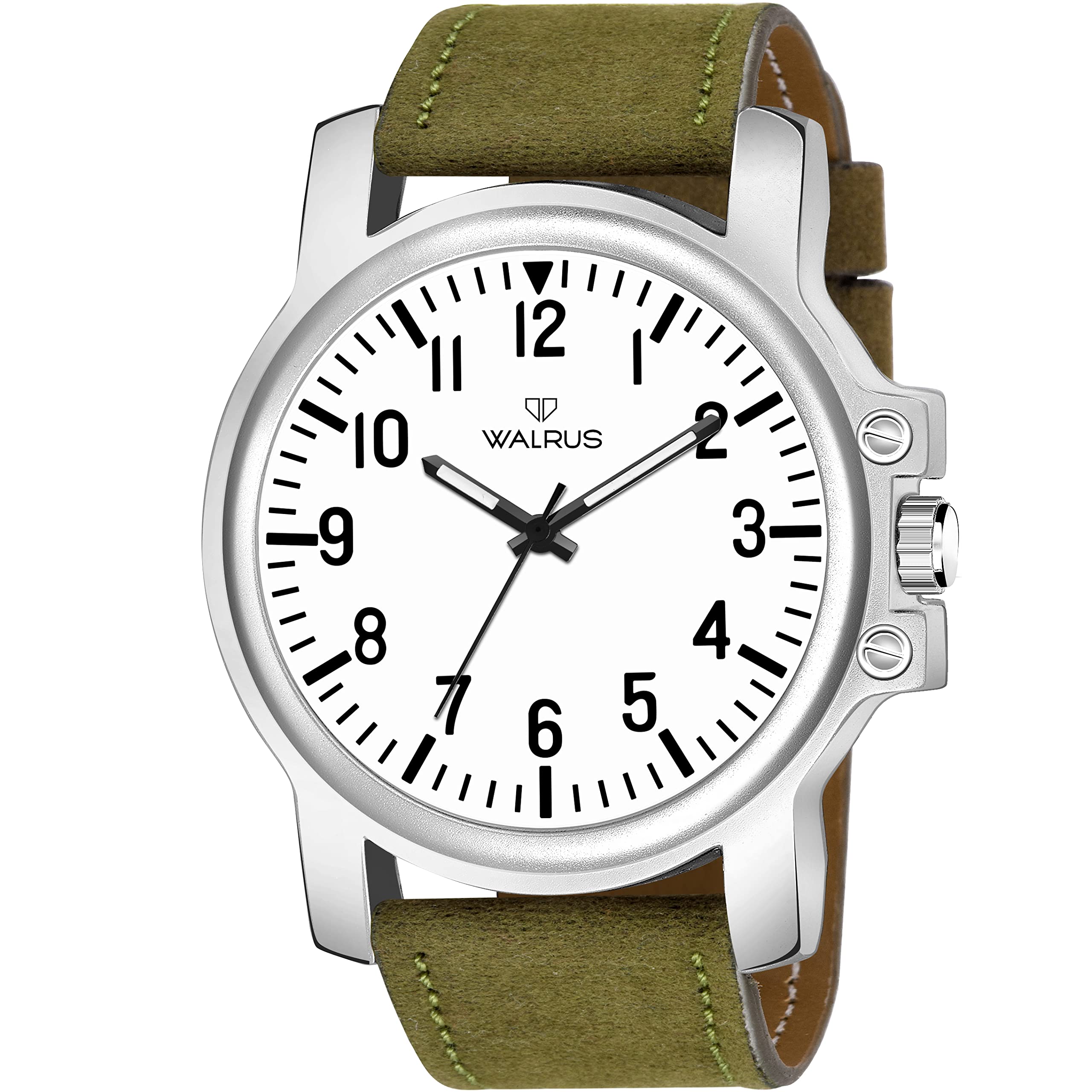 Walrus Cult VI Series White Dial Mens Wristwatch - Green Strap, Grey Case, Quartz Movement - Professional & Casual Use- Old Money Style Mens Wrist Watch for Gift (B0B1QRNNV2) Amazon Price History, Amazon Price Tracker