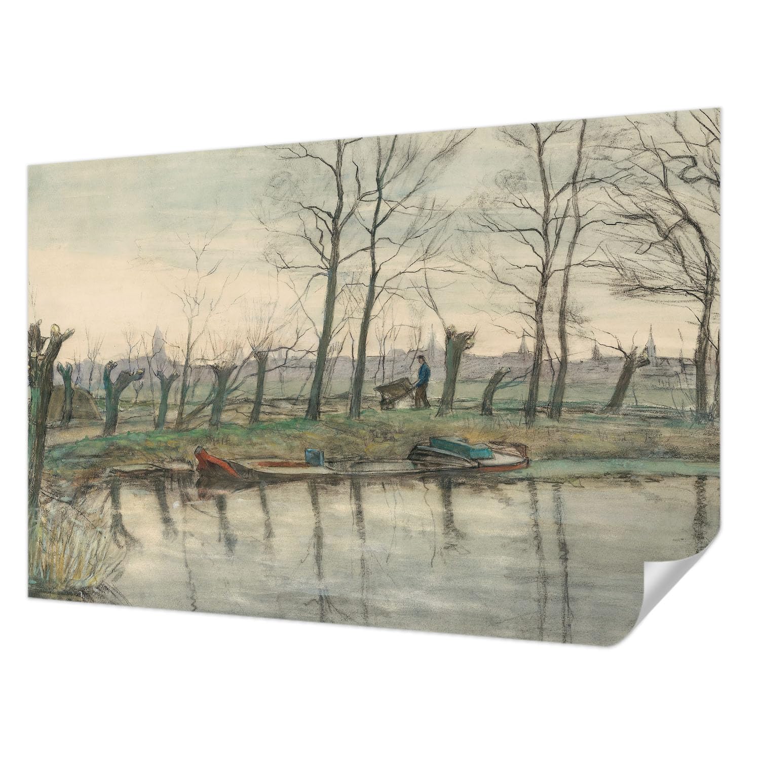 Revêtement mural autocollant salon chambre moderne paysage d'hiver 104x70 cm