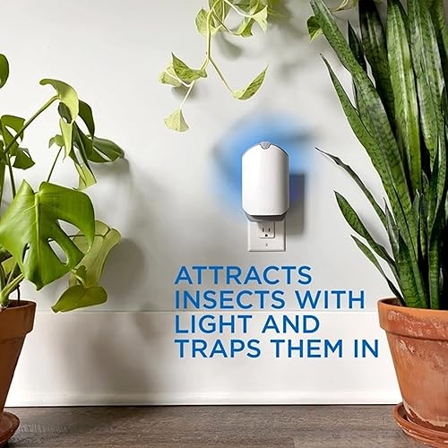 Miniatura 3 de ZEVO - Trampa de insectos voladores para interiores para moscas de la fruta, mosquitos y moscas domésticas (1 base de enchufe + 3 cartuchos de