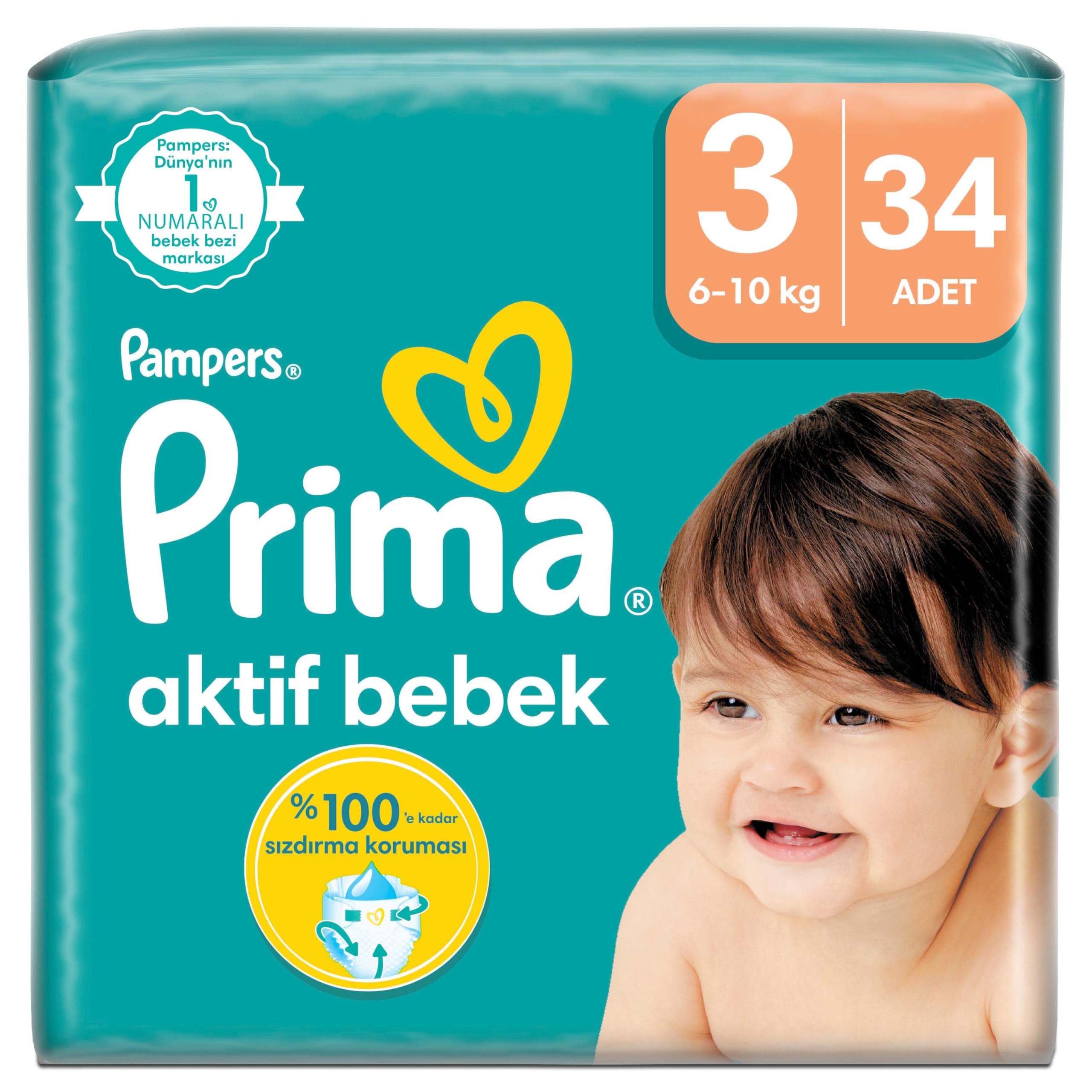 Prima Bebek Bezi Aktif Bebek 3 Beden 44 Adet Standart Paket