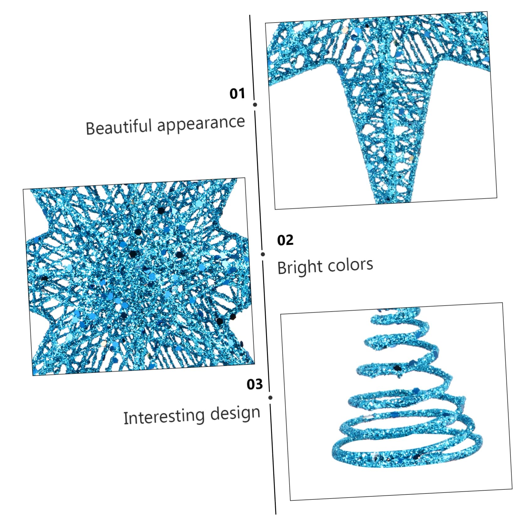 Zerodeko 3stücke Weihnachtsbaumspitze Glitzernde Blaue Tannenbaum-Stern-Dekoration Für Festliche Anlässe Für Tischbäume Und Festliche Deko Geschäften Und