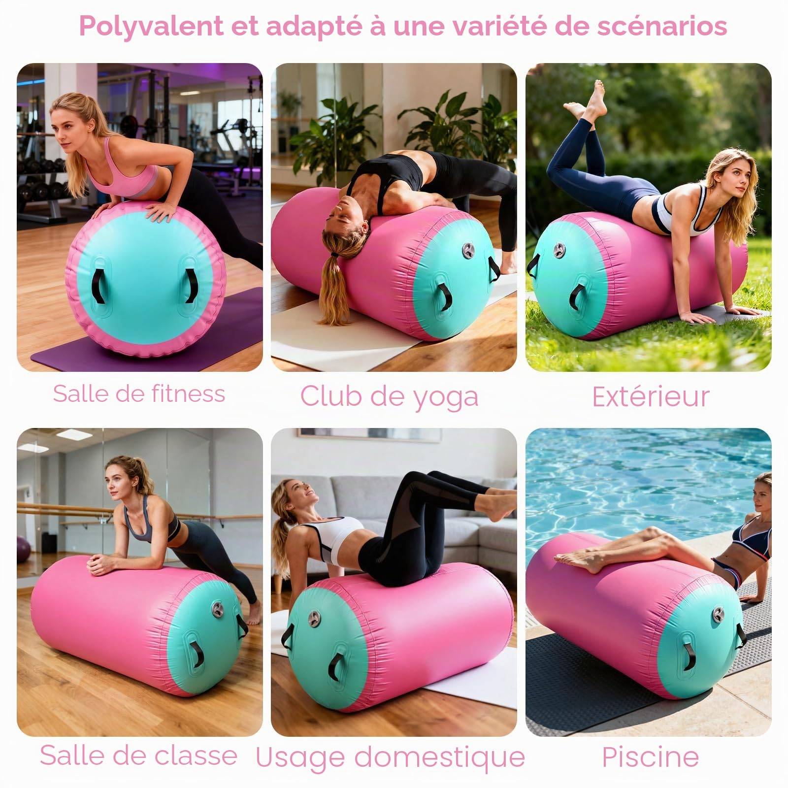 Diealles Shine Gonflable Air Roller, 100x60cm Rouleau de Gymnastique, Rouleau d’Air avec Pompe Électrique & Sac de Transport, Cylindre à air Gymnastique Roll pour Entraînement Yoga