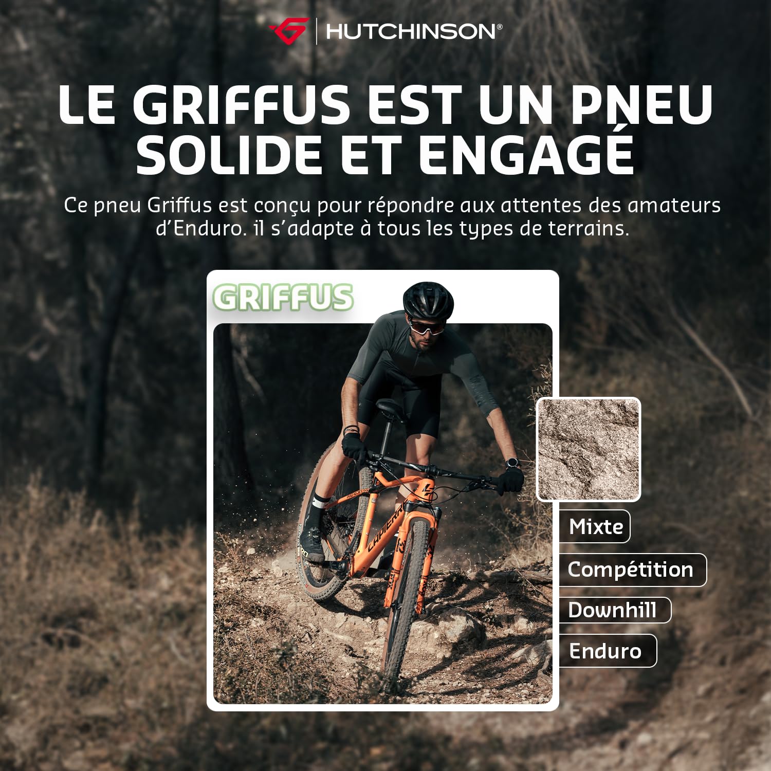 Hutchinson - GRIFFUS - Pneu VTT - Polyvalent - Tringles Souples - Noir - Tubeless Ready