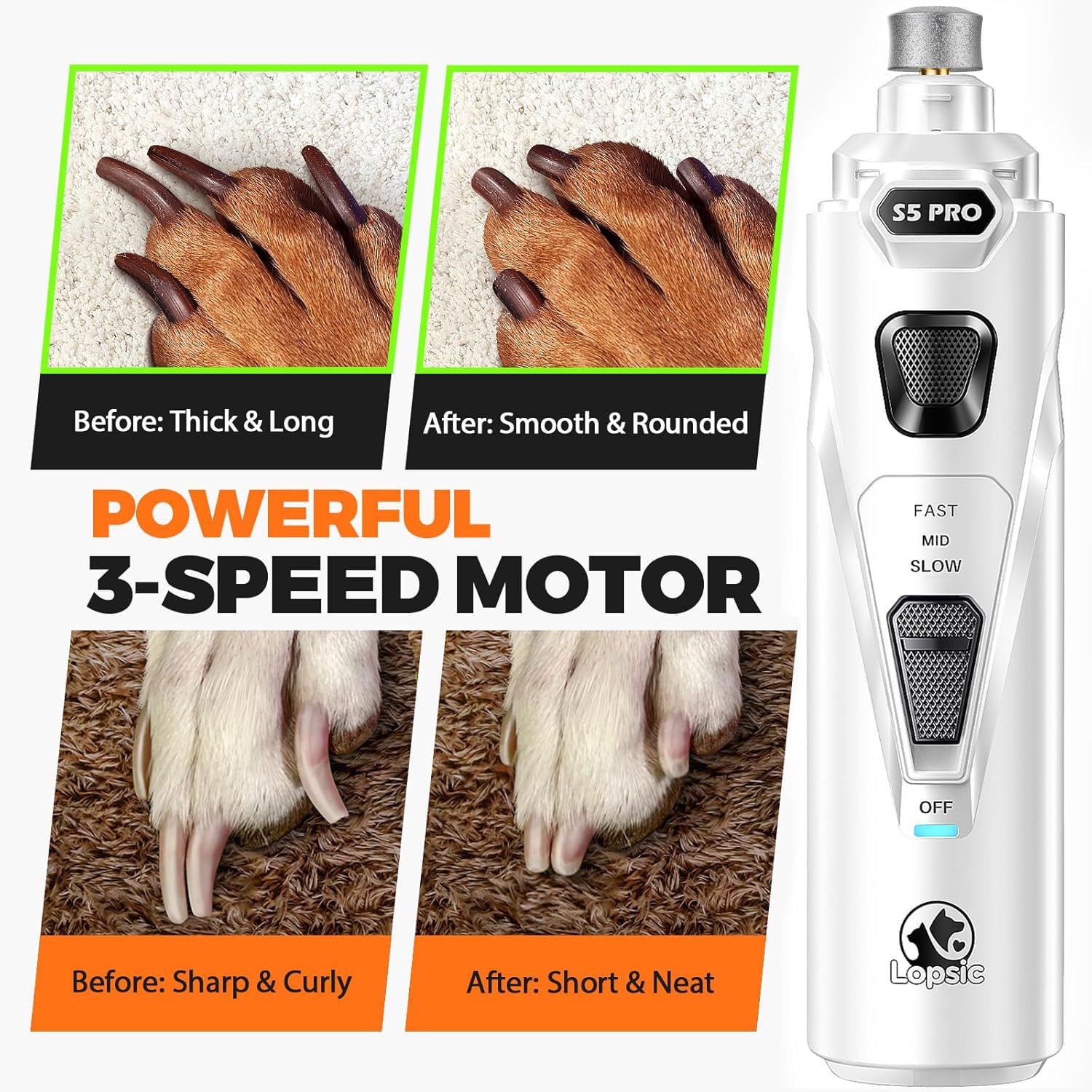 Whisper Quiet Dog Nail Grinder Safe & Stress-Free for Sensitive Dogs Cats view 3