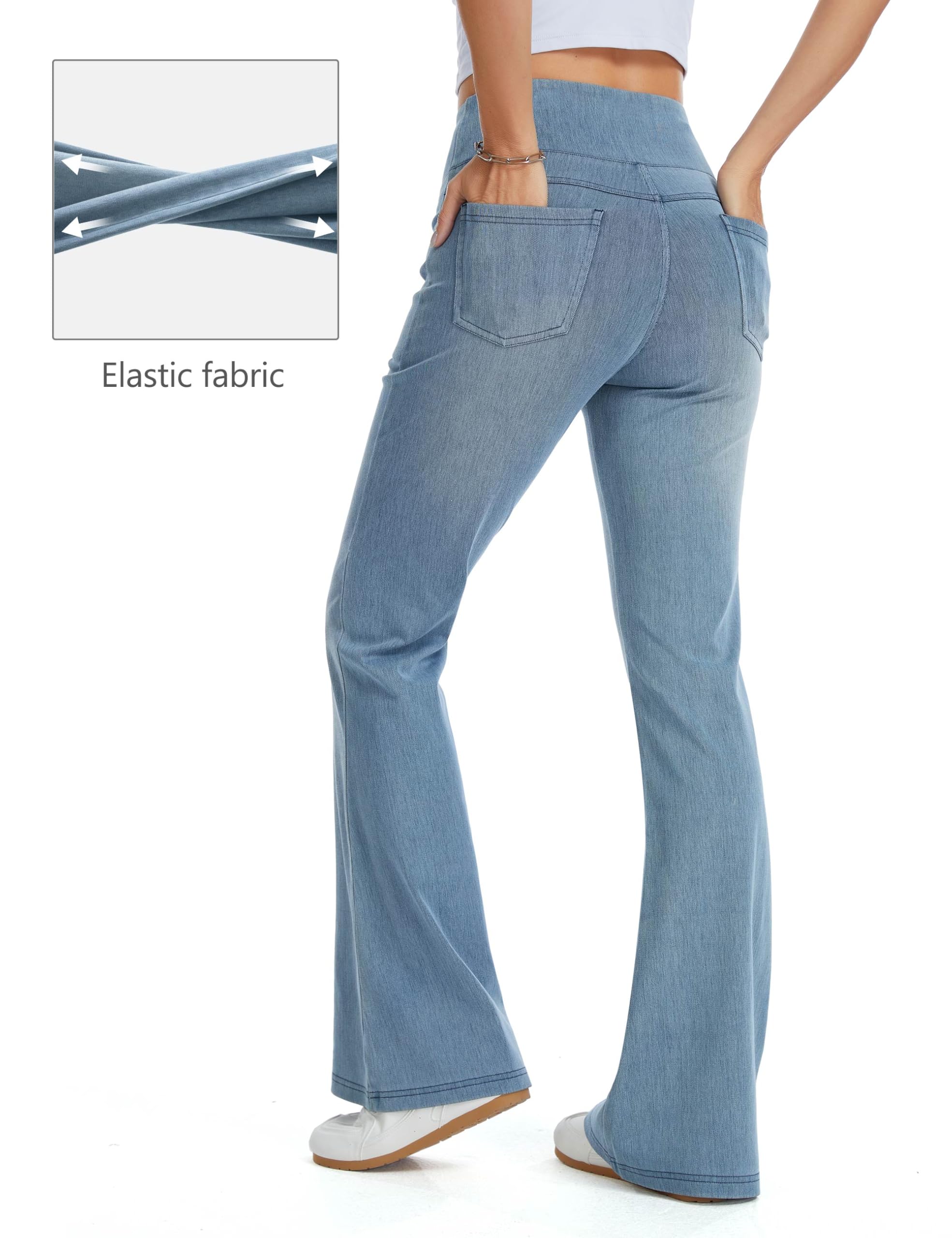 THE GYM PEOPLE Jean évasé taille haute avec poches pour femme