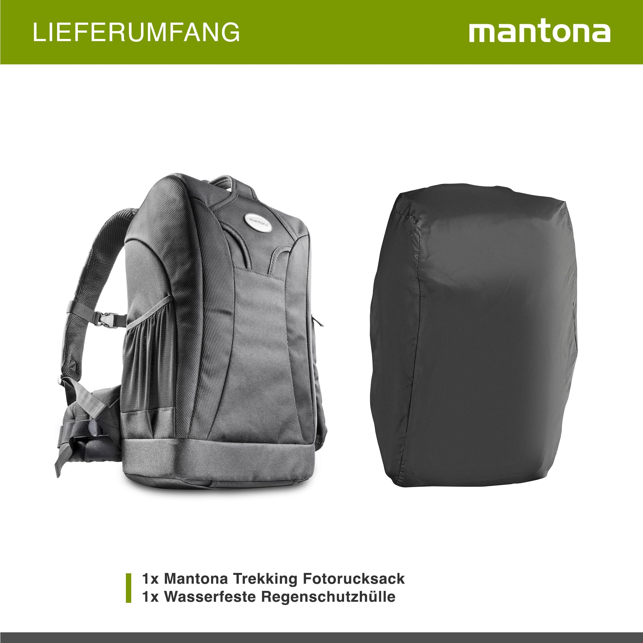 Mantona Sac à dos SLR Trekking (avec protection anti-vol et fixation de trépied) universel