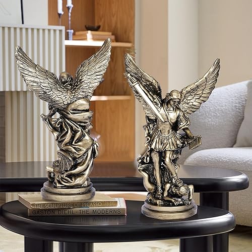 Miniatura 2 de Estatua de Arcángel de San Miguel de 12.2 pulgadas Estatua de San Miguel Arcángel Estatua de San Miguel derrotando a Satanás Miguel Ángel Colección