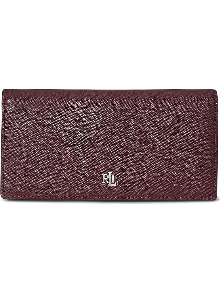 Burgundy Lauren Ralph Lauren Crosshatch Leather Slim Wallet