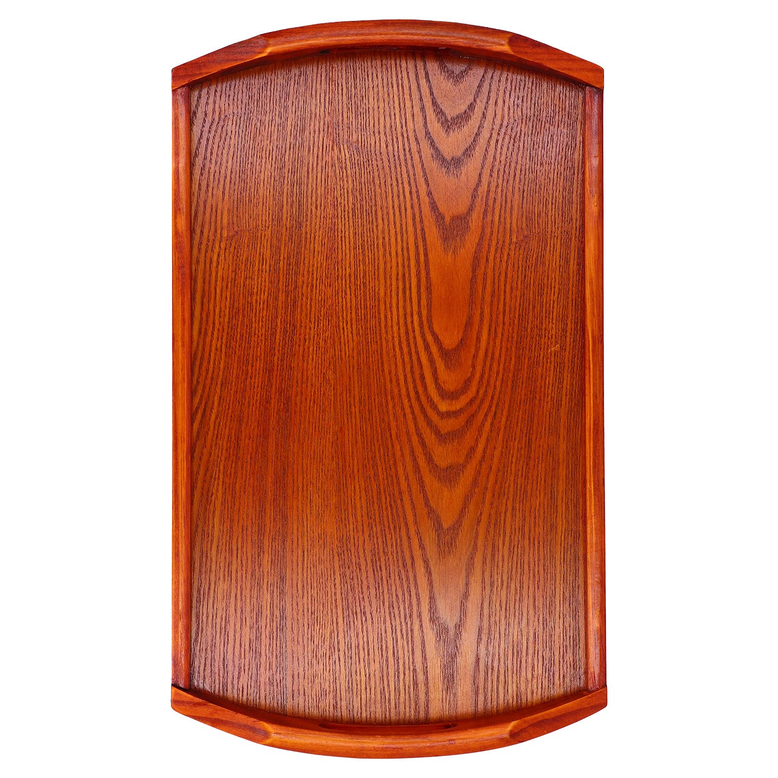 Vassoio da portata in legno naturale con manici, robusto, 45 x 27 x 4,5 cm, vassoio da pranzo per cucina, ristorante e intrattenimento domestico, per servire cibo e bevande