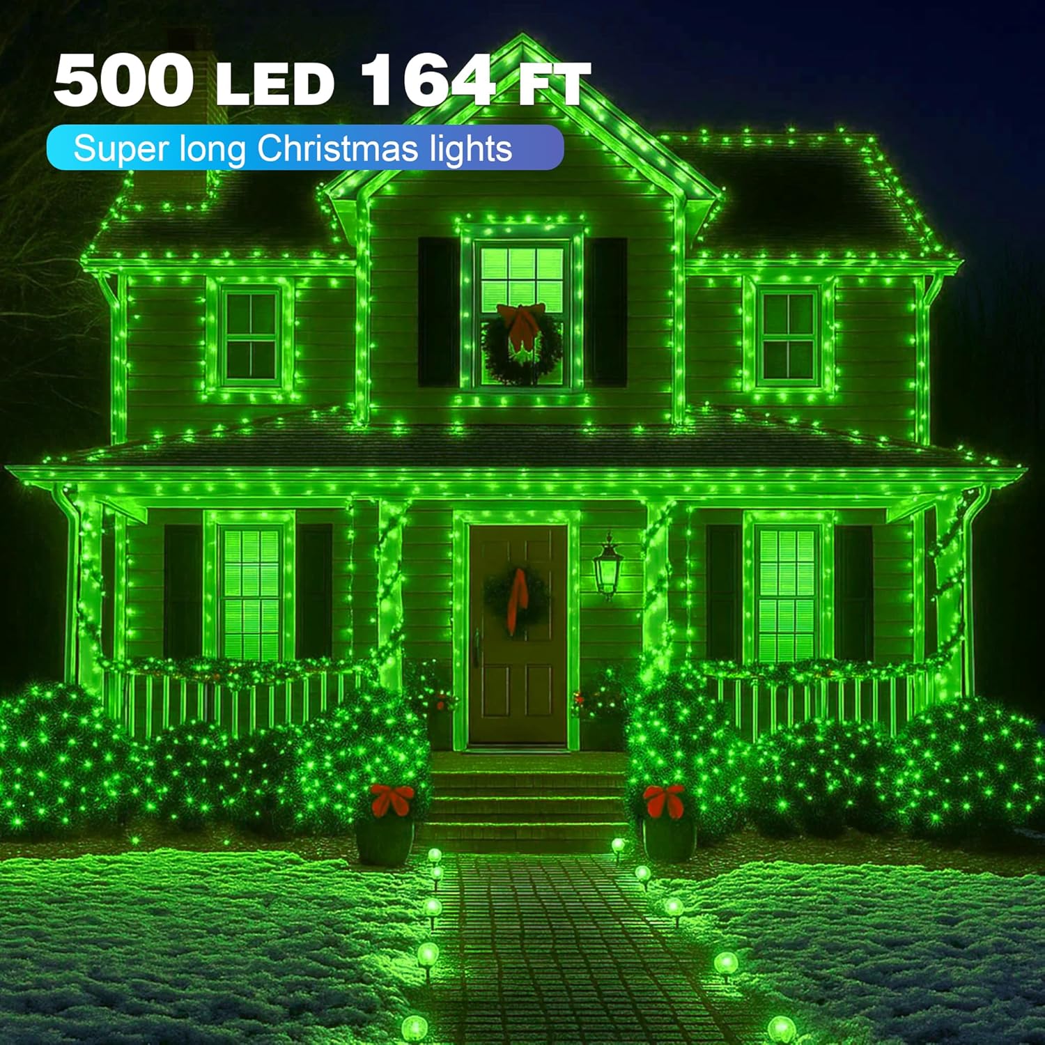 Christmas Lights 500LED 164FT, Waterproof Christmas Tree Lights with 8 Modes, Remote Control 3 Timers & Memory Function Xmas Decorations for House and Holiday (Green) - Image 2
