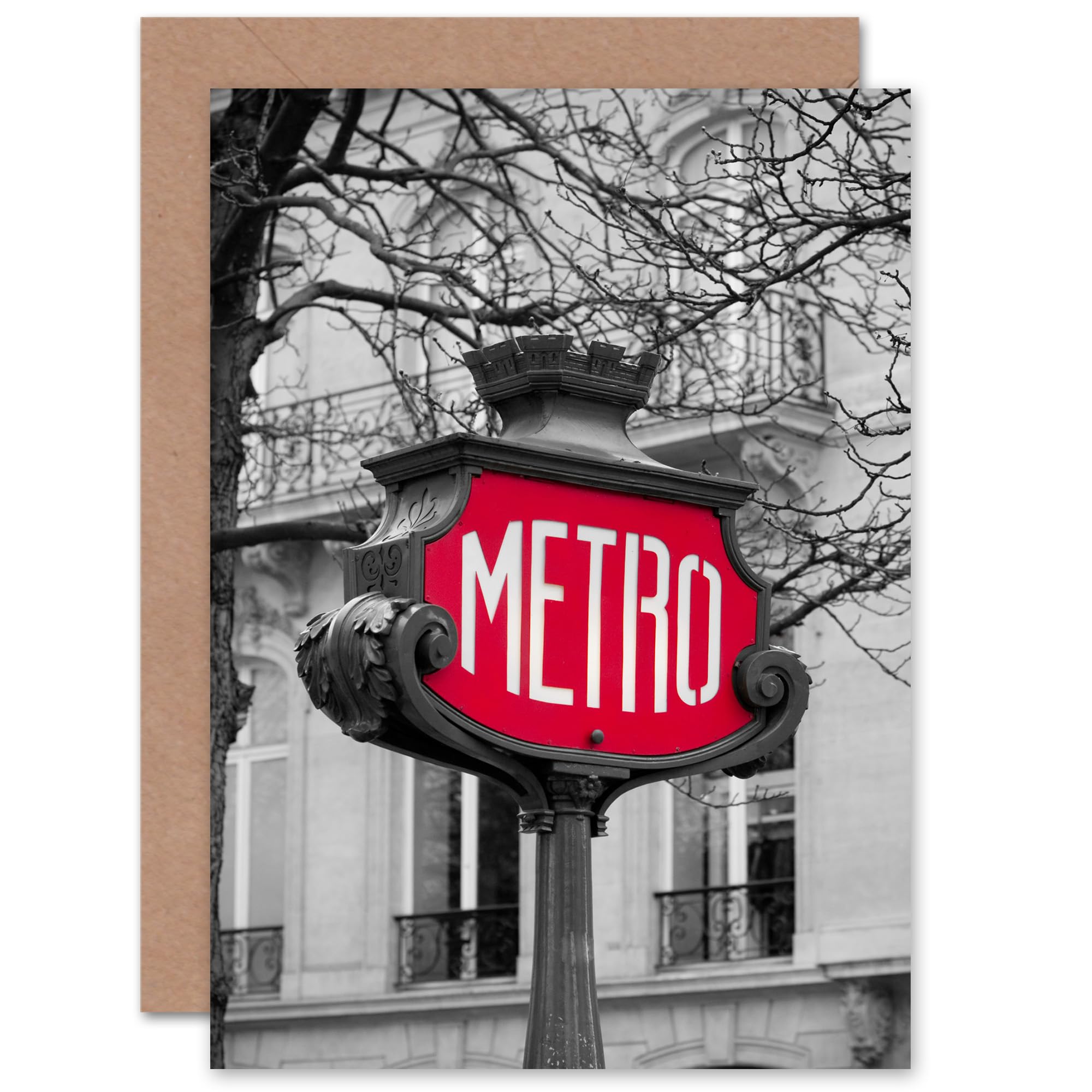 Artery8 Metro Travel Paris for Him or Her Man Woman Bon Voyage Travel Thanks You Blank Art Greeting Card
