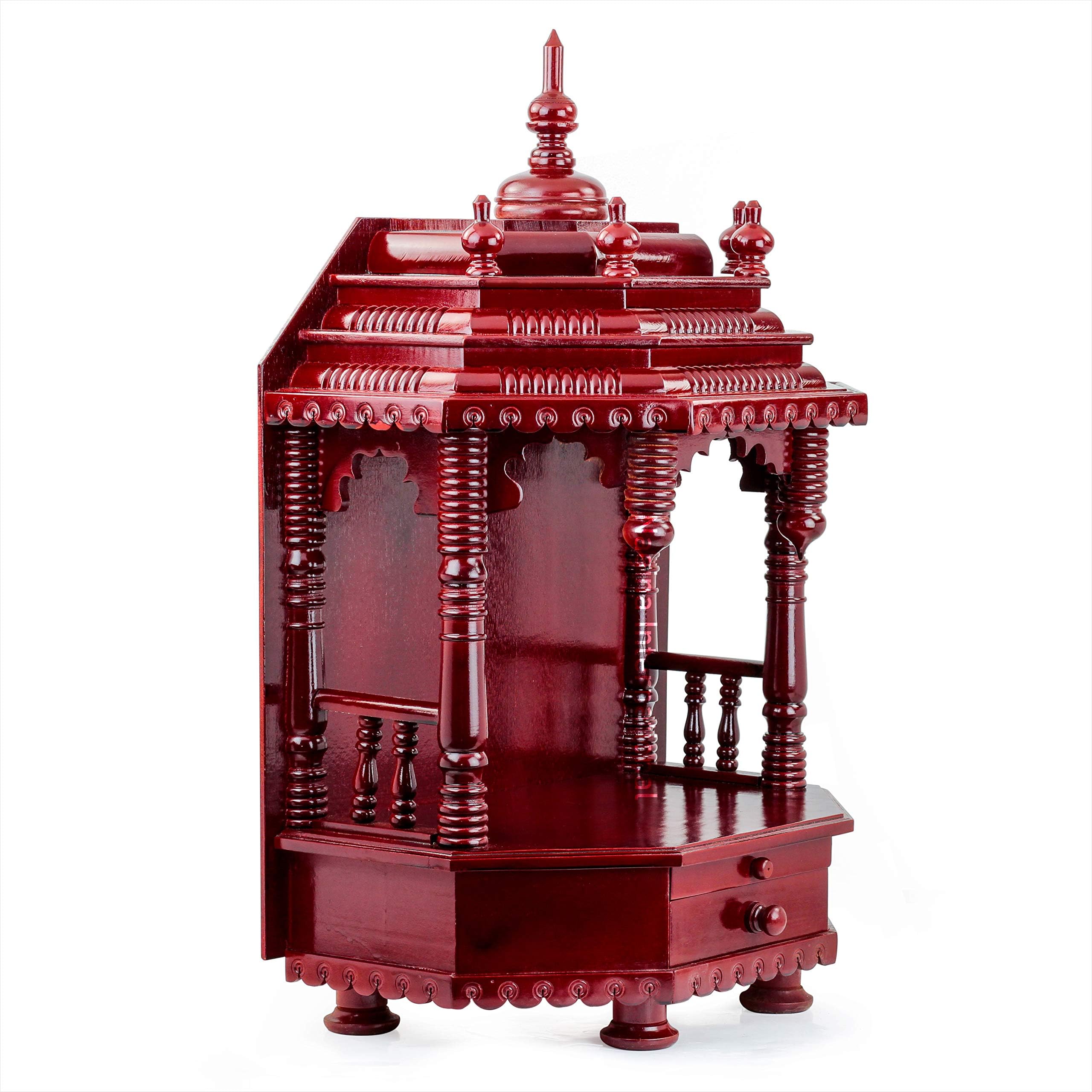 Nagina International Premium Hand Made Wooden Temple | Wooden Indian Mandir | Symbolic God House | Seat of God (Large Dark Varnish)