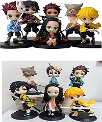 Action Figure Kit 6 Peças Kimetsu No Yaiba Qposkets Lindos