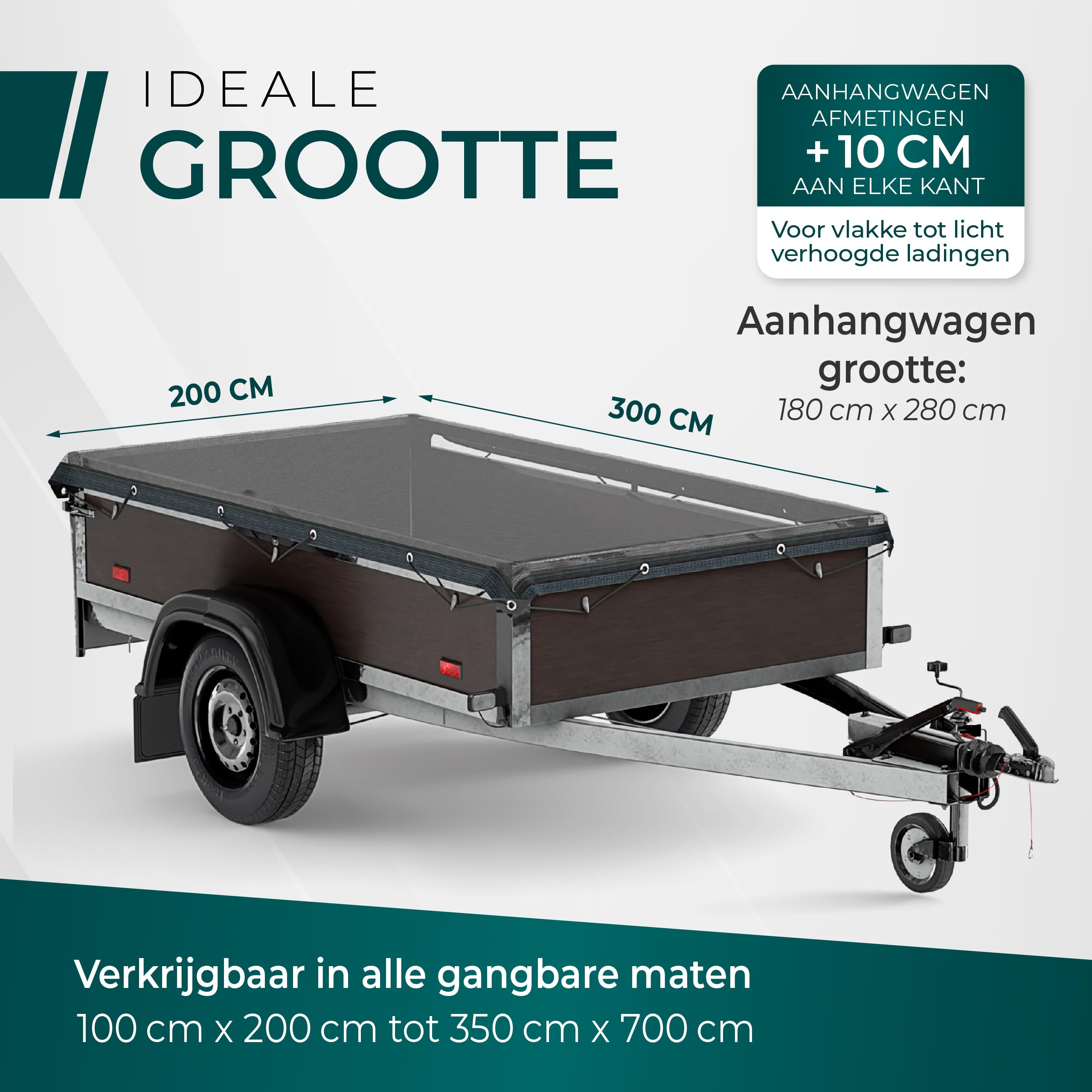 KESSER® Aanhangernet, 2 x 3 m, fijnmazig | aanhangernet met spankabel