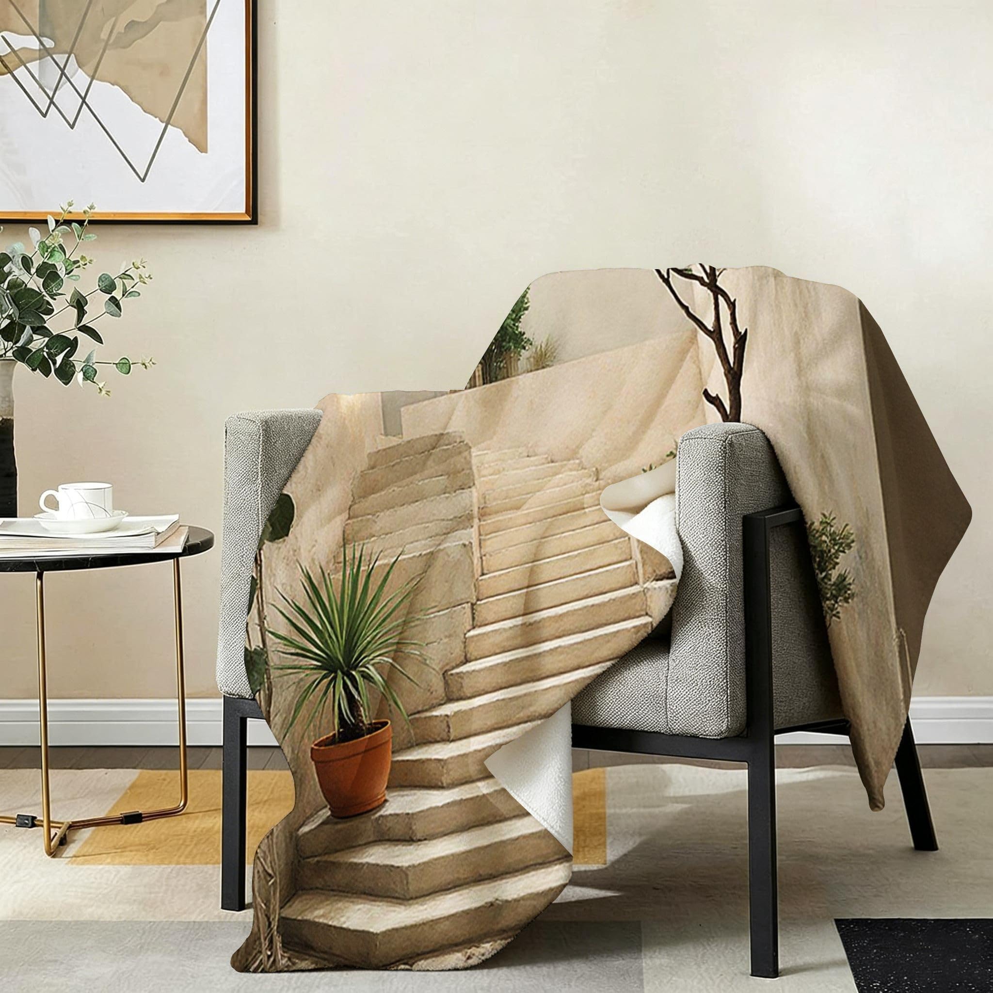 Coperta Pile Matrimoniale 240x260 cm Scala Color Beige, Coperta XXL Super Morbida Multiuso Come Copriletto o Plaid da Salotto, Calda e Leggera, Protezione dal Freddo, AW4230