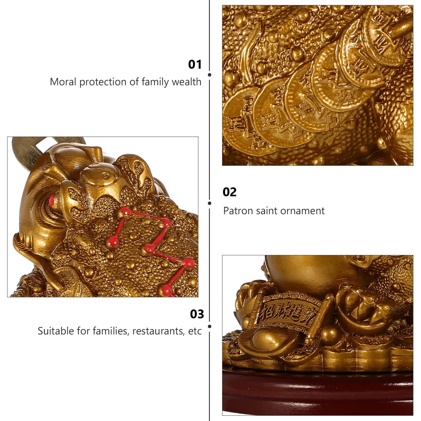 Lucky Frog Coin, Lucky Money Frog Toad Chinese Brass Feng Shui Statue Charm for Prosperity Home Decoration - Image 2