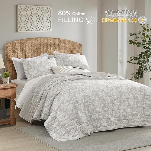 Miniatura 10 de HORIMOTE HOME Juego de edredón de plantas tropicales, tamaño Queen, 3 piezas, color marrón caramelo, hojas de palma, estilo selva, juego de ropa de