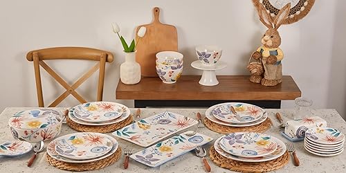 Miniatura 6 de Bico Blossom Symphony - Juego de 4 cuencos de cerámica de 29 onzas para sopa de cereales, ensalada, fideos, cocina, microondas y lavavajillas,