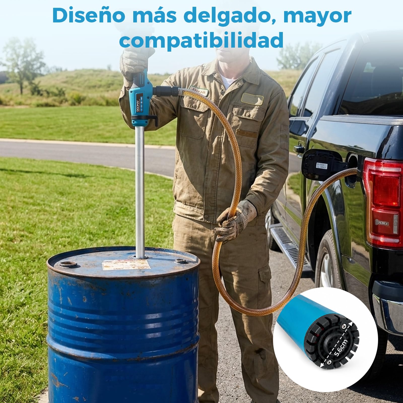 Bomba de Transferencia Inalámbrica, Compatible con Makita 18V LXT Batería, Bomba Eléctrica para Llenado con Pantalla Digital y Parada Automática, 2725 L/h, para Diésel, Agua, Jardín, IBC