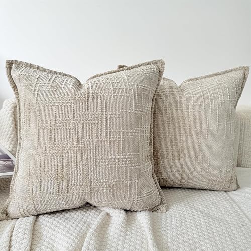 OYIMUA Christmas Decorative Throw Pillow Covers Neutral Oatmeal 20x20 Set of 2 B
