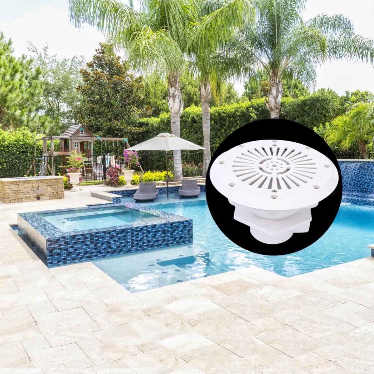 Kichvoe Plástico Blanco, Desagüe Principal de Piscina Enterrada, Fácil