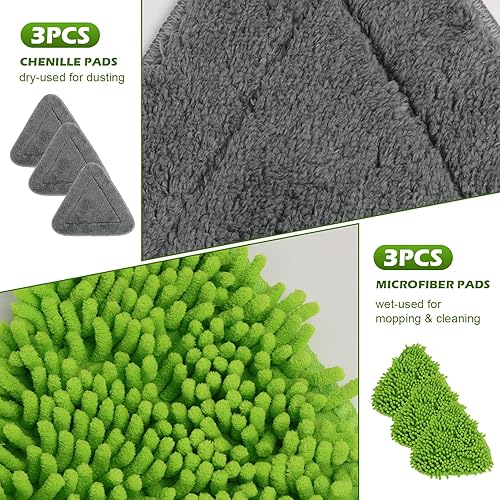 Miniatura 7 de RONSUNG Limpiador de pared triangular con mango largo de 82 pulgadas, limpiador de pared, herramienta de limpieza con 6 almohadillas para limpiar