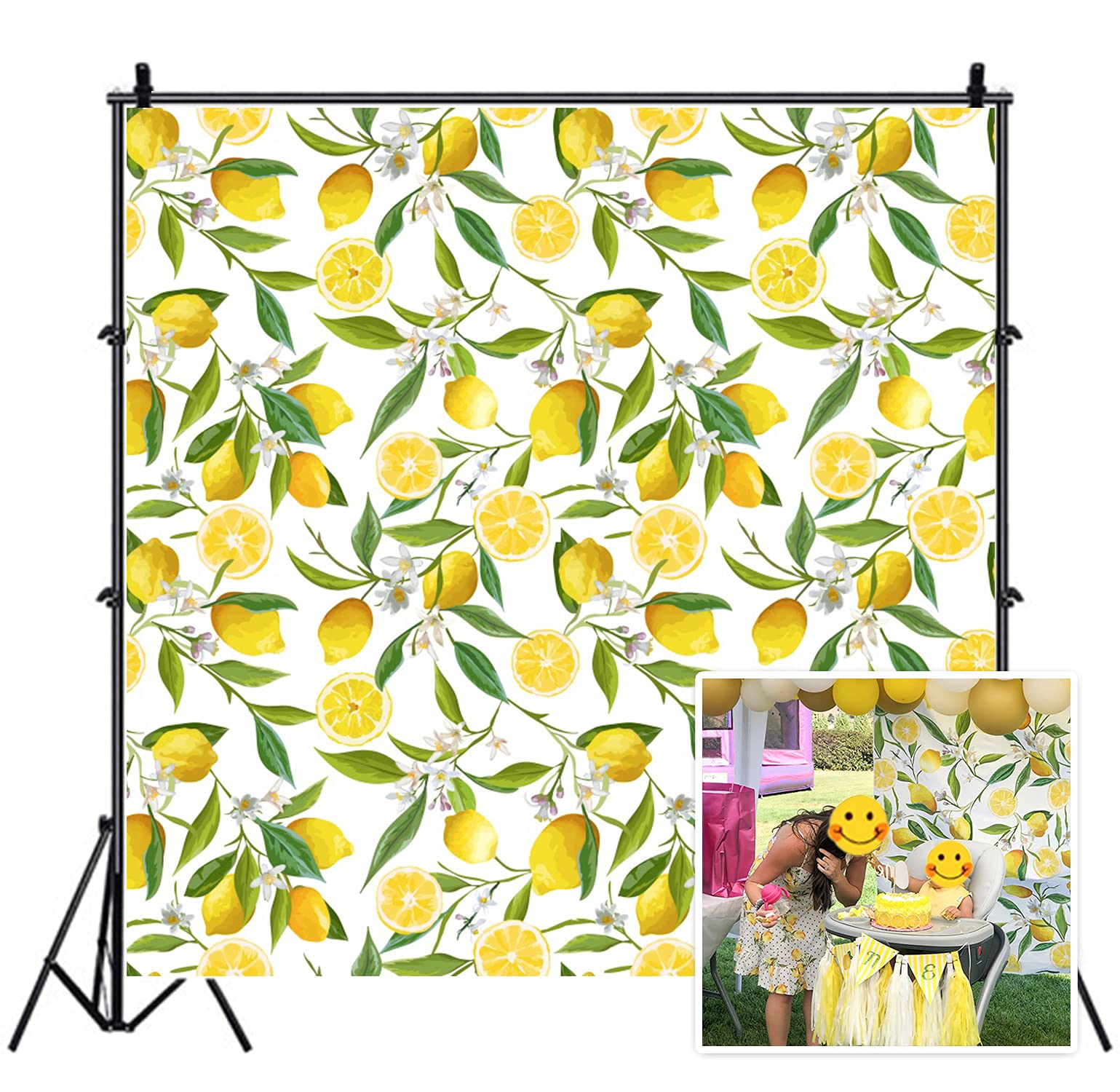 Leyiyi 7x7ft Photography Backdrop Seamless Lemons Background Baby Shower Amazon Bush Orange Trees Fresh Fruit Watercolor Leaves Wallpaper Happy