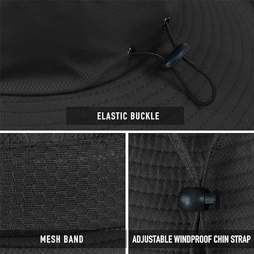 Miniatura 4 de Koreshion Sombrero de sol para hombre, protección UV, ala ancha, sombrero de verano, impermeable, transpirable, sombrero de pesca, plegable, para