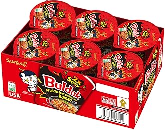 2X Buldak Spicy Hot Chicken Stir Fried Cup Noodles (Pack of 6)
