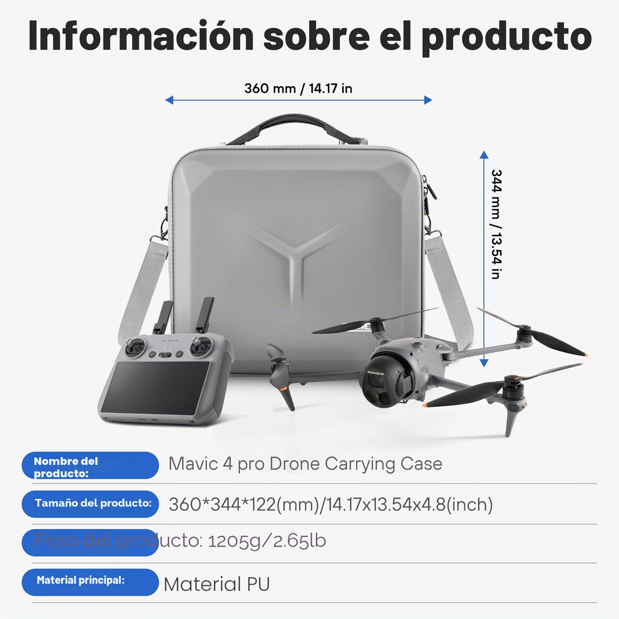 STARTRC PHOTO Funda Mavic 4 Pro, Funda de PU para dji Mavic 4 Pro Fly More Combo con RC 2 Controller Almacenamiento de Viaje para dji Mavic 4 Pro Accesorios, Estación de Carga de la batería