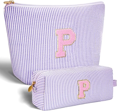 Miniatura 44 de Bolsa de maquillaje con iniciales personalizadas, bolsa de cosméticos, Lavanda, K