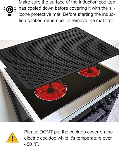 Miniatura 9 de Cubiertas para Estufa Eléctrica, Protector de Cubierta de Estufa de Vidrio de Silicona de Grado Alimentario Resistente, Protector de Placa de Negro