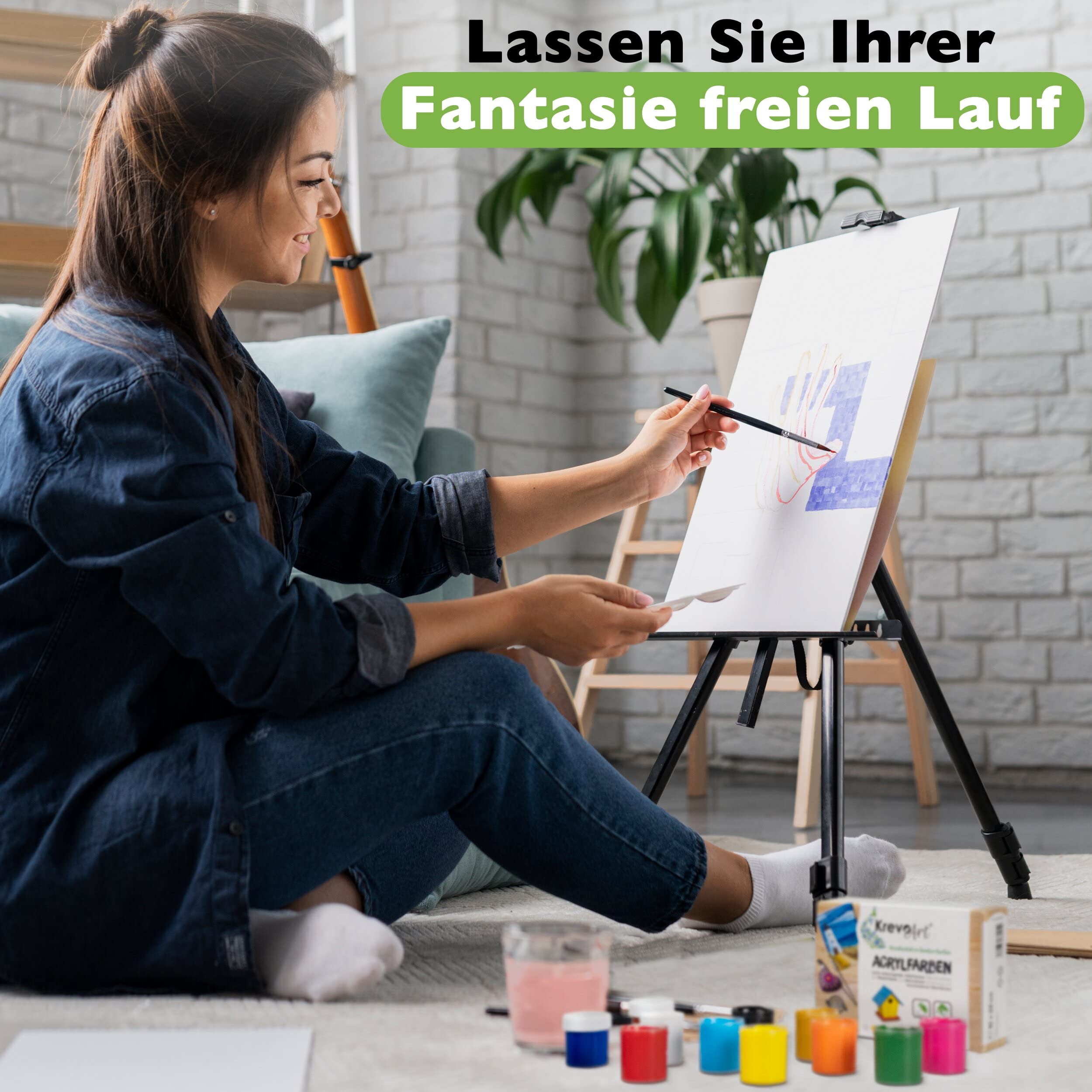 Wasserfeste Acryl-Farben, Acrylic Paint - 12 stark pigmentierte Acrylfarben Set je 20ml, Bastelfarben für Papier, Stein, Holz, Ton, Gips, Leinwand