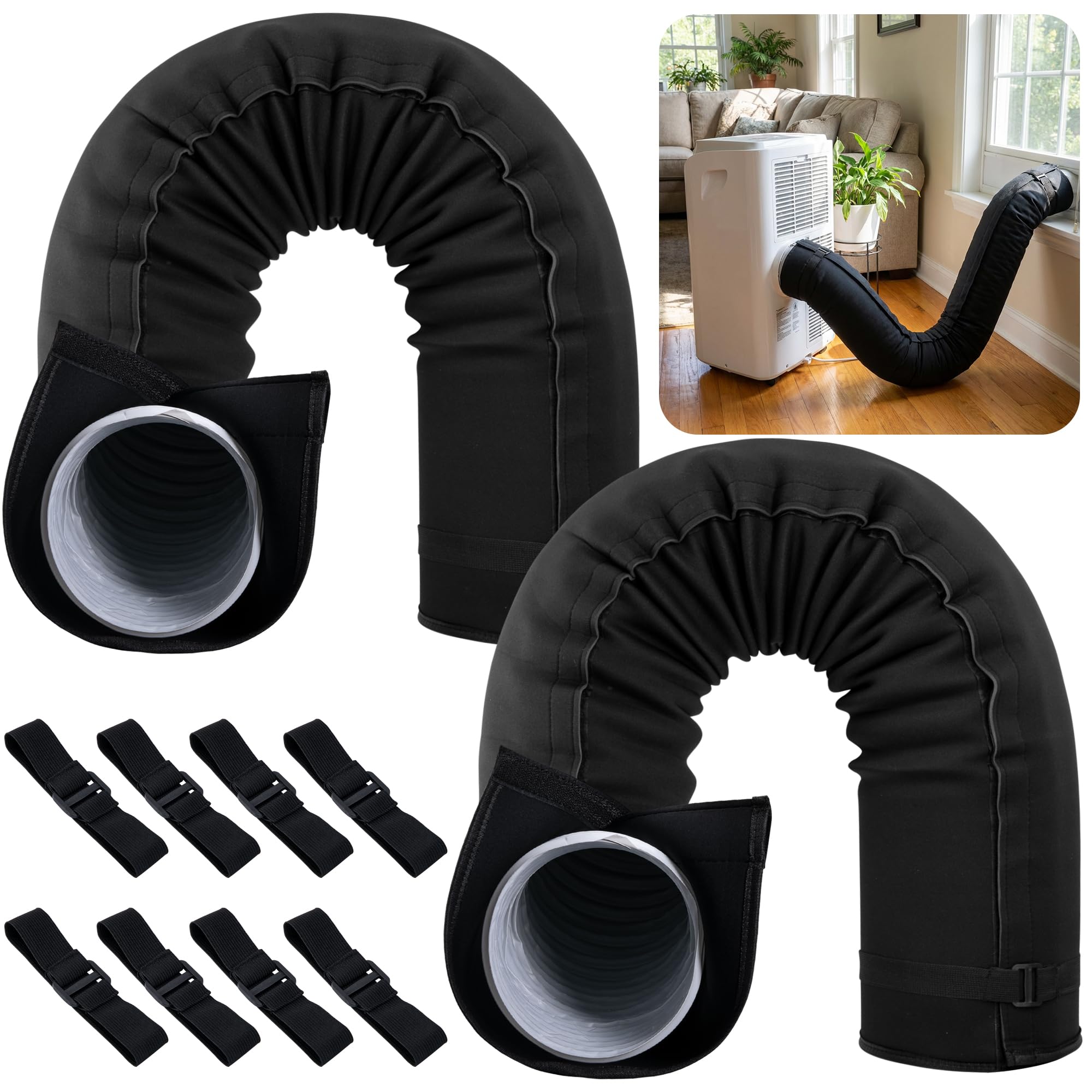 Couvre-tuyau de 150X50CM pour climatiseurs portables - Protection de tuyau AC - Protection de tuyau de climatisation lavable - Housse de protection isolée pour canal de 5 et 5,9 pouces de diamètre