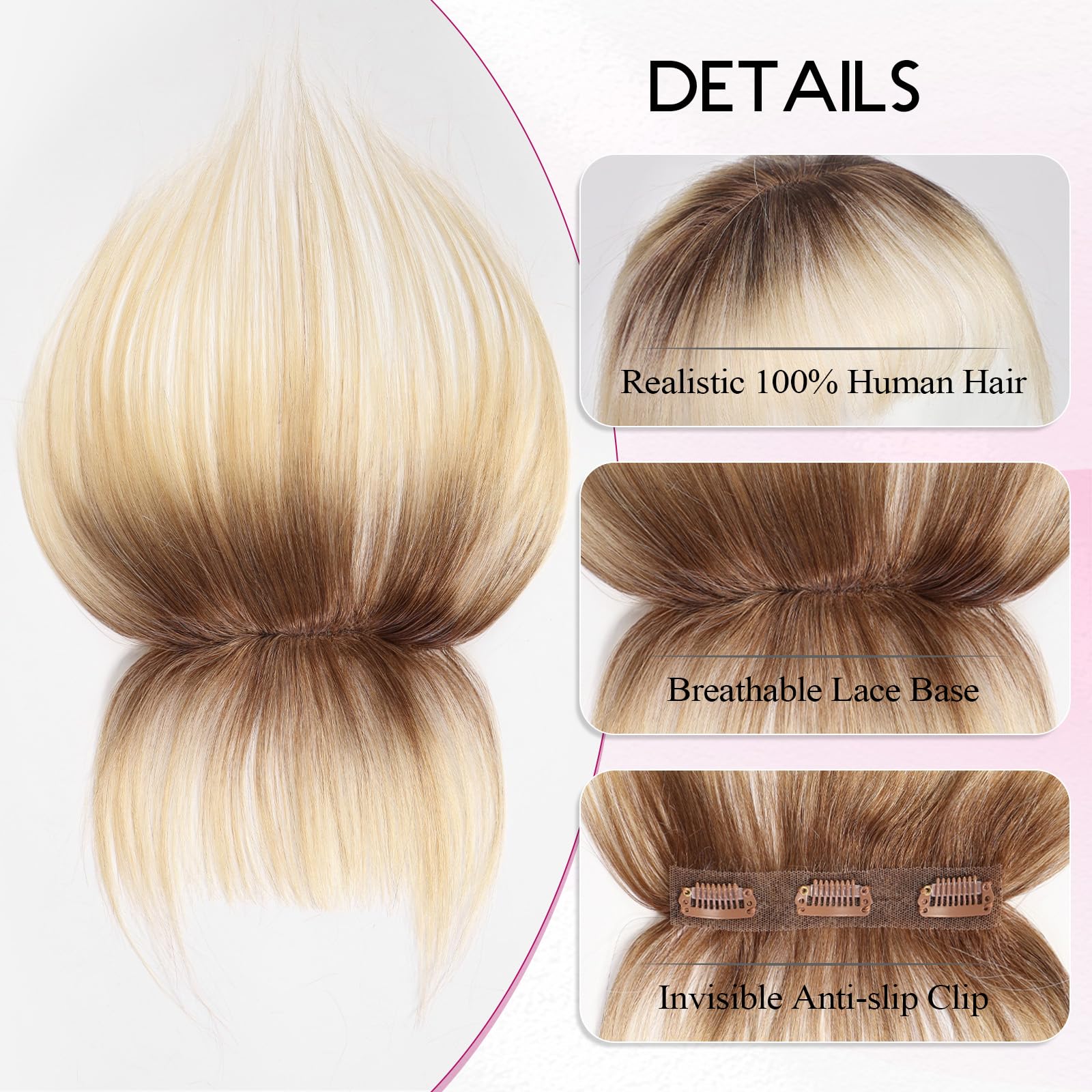 EMMOR Clip in Bangs, 100% Human Hair Bangs with 3 Non-slip Clips - Image 3