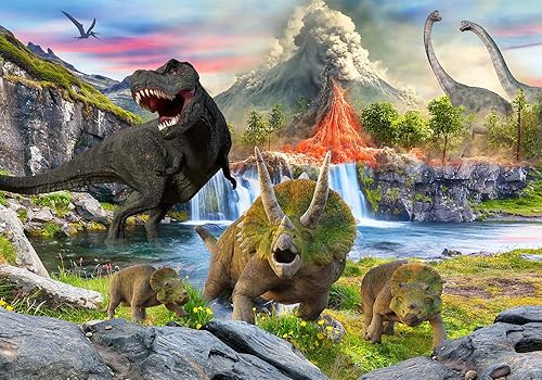 Miniatura 8 de artgeist Mural de pared de dinosaurio, 116 x 83 pulgadas, papel tapiz autoadhesivo extraíble grande, diseño de impresión de animales tropicales para