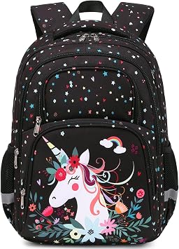 abshoo Cute Unicorn School Backpack For Girls Elementary Kindergarten Kids School Bag Unicorn Black