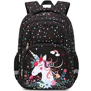 abshoo Cute Unicorn School Backpack For Girls Elementary Kindergarten Kids School Bag Unicorn Black