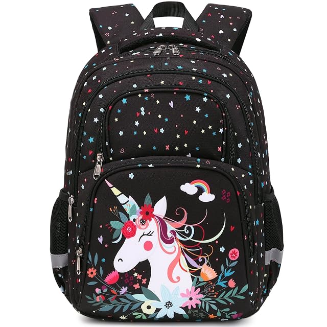 abshoo Cute Unicorn School Backpack For Girls Elementary Kindergarten Kids School Bag Unicorn Black
