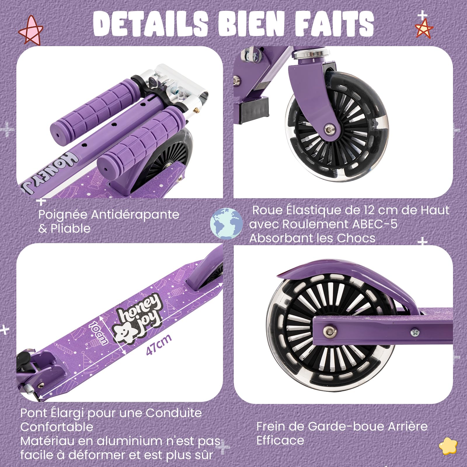 Trottinette à trois roues - Rose - Roues lumineuses - Hauteur réglable - 70-75-81cm - Achat Trottinette à trois roues - Rose - Roues lumineuses - Hauteur réglable - 70-75-81cm - Achat