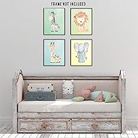 Vista 7 de Baby Lion Elephant Giraffe Zebra Prints, 4 (8x10) Unframed Photos, Vibrant Wall Art Decor for Home Office Workshop Studio School Nursery Lounge