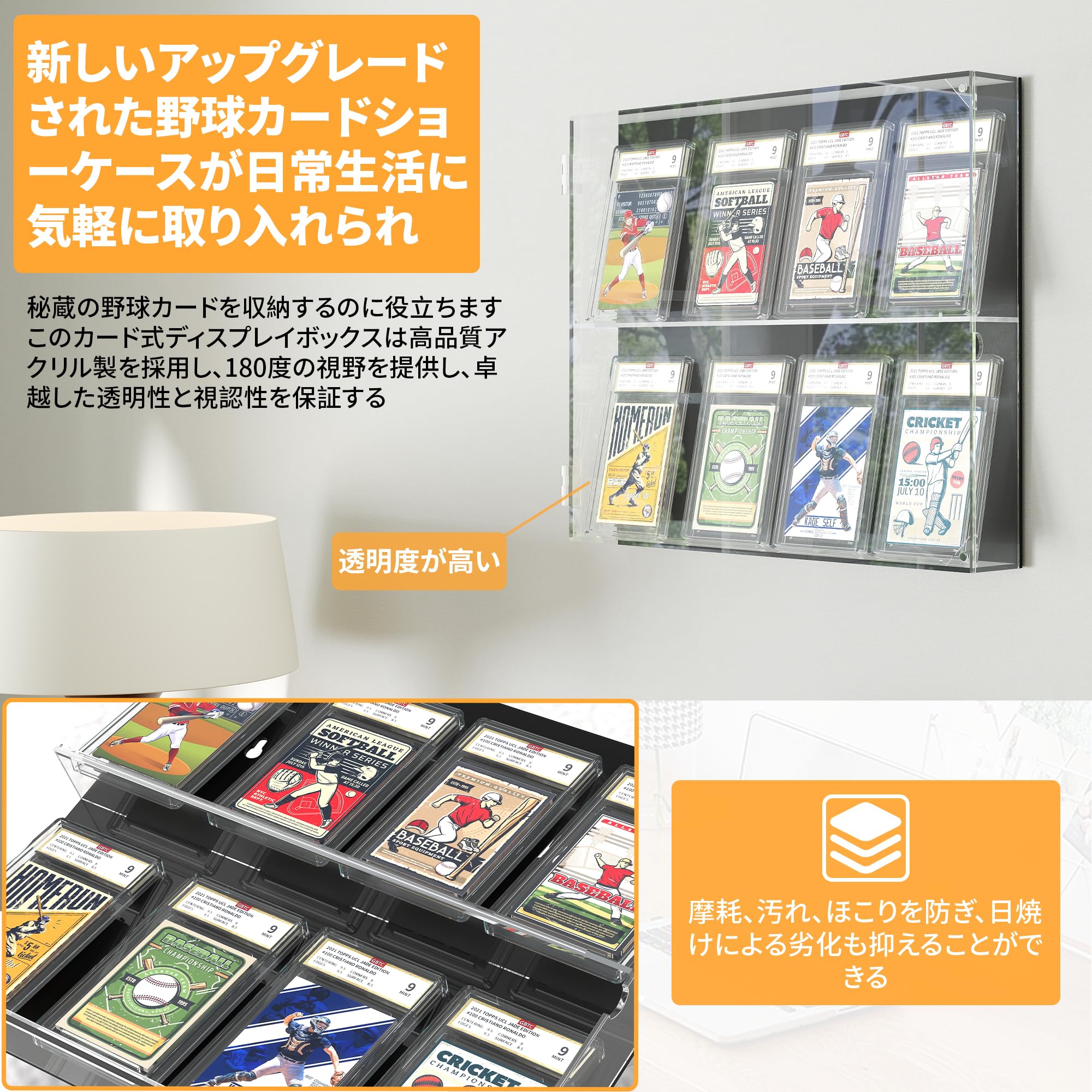 Amazon.co.jp: rloao カードディスプレイケース 壁掛け 卓上 psa