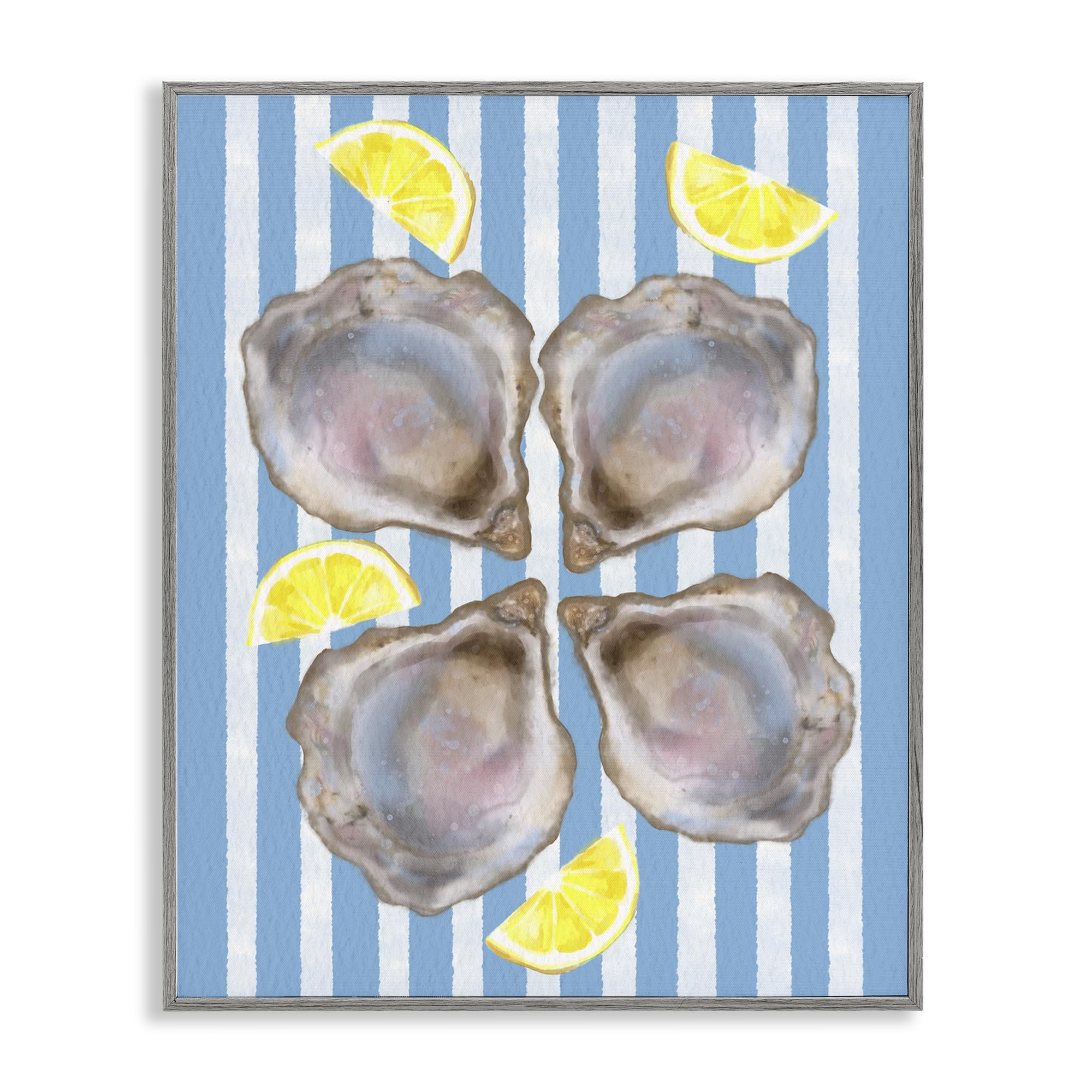 Blue Stripe Oysters Nautical Coastal, 11 x 14 Inch Framed Giclée Print