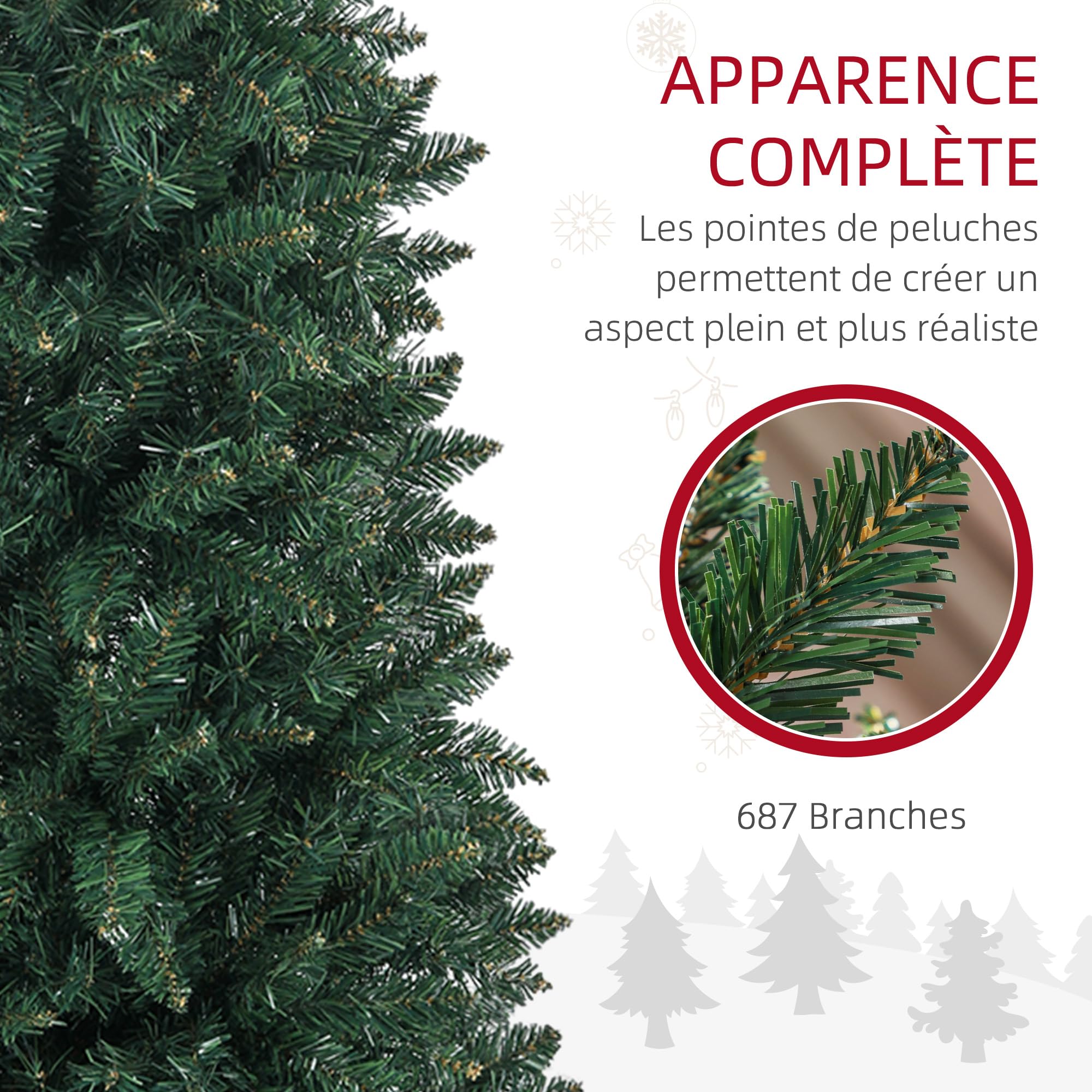 Sapin de Noël Artificiel 210 cm - HOMCOM - Arbre de Noël