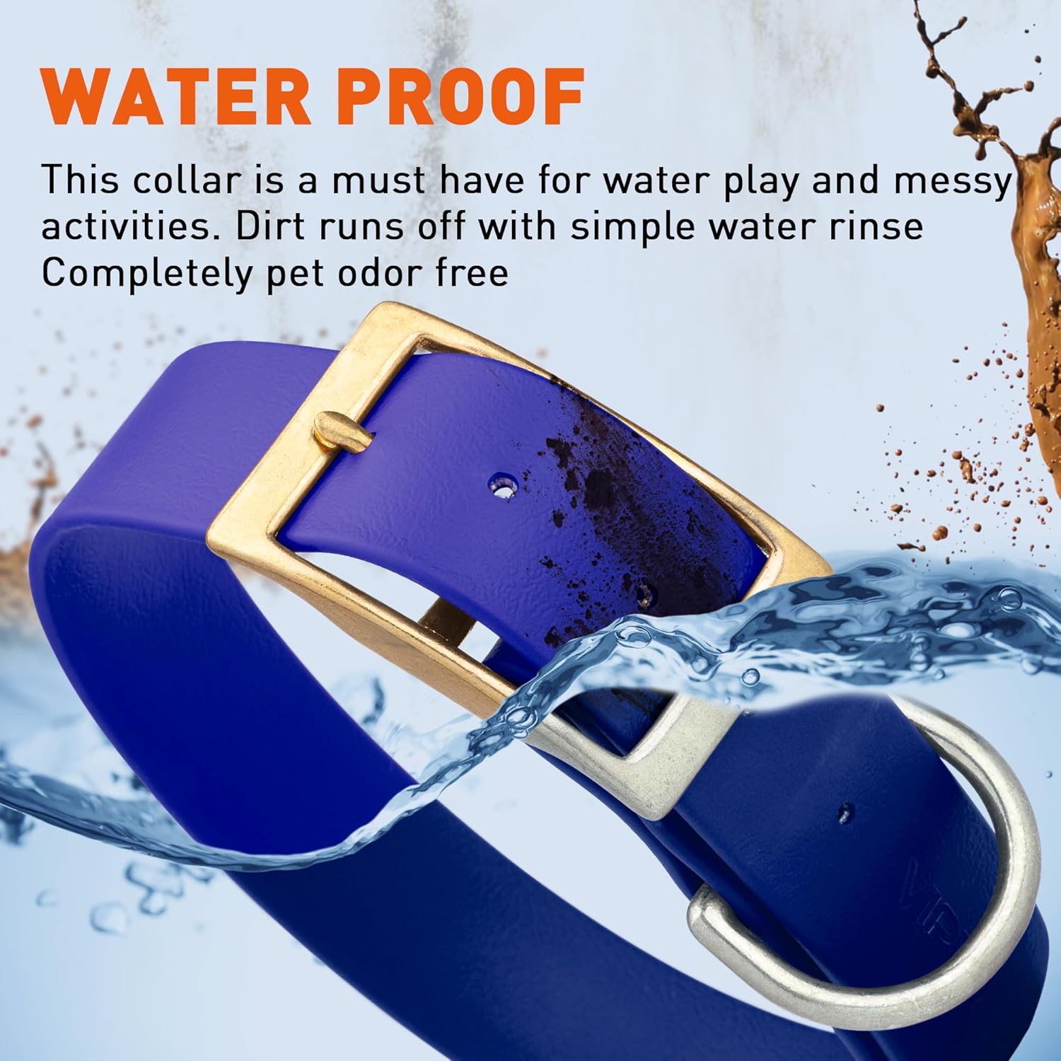 Viper Biothane Heavy Duty Waterproof Dog Collar Strong Coated Nylon Webbing w/Solid Brass Hardware Odor-Proof Easy to Clean High Performance Fits Small Medium or Large Dogs, Blueberry Royal