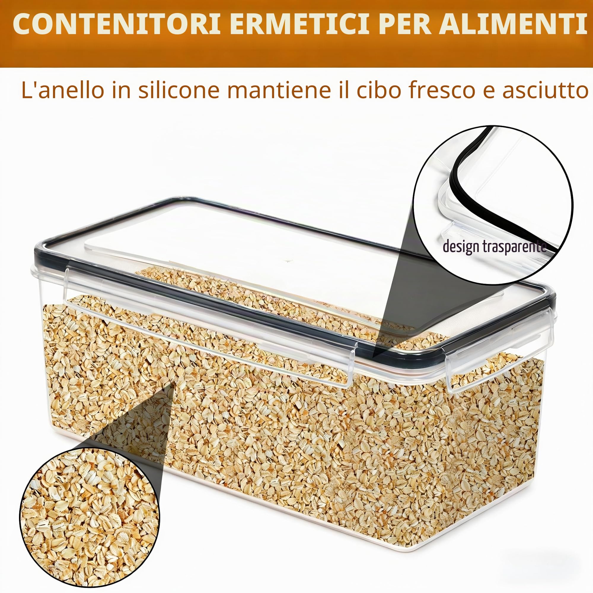 4PCS 3.2L/108 OZ Contenitore ermetico per alimenti con coperchio, barattolo in plastica per la conservazione della pasta, organizzatore ermetico per la cucina senza BPA