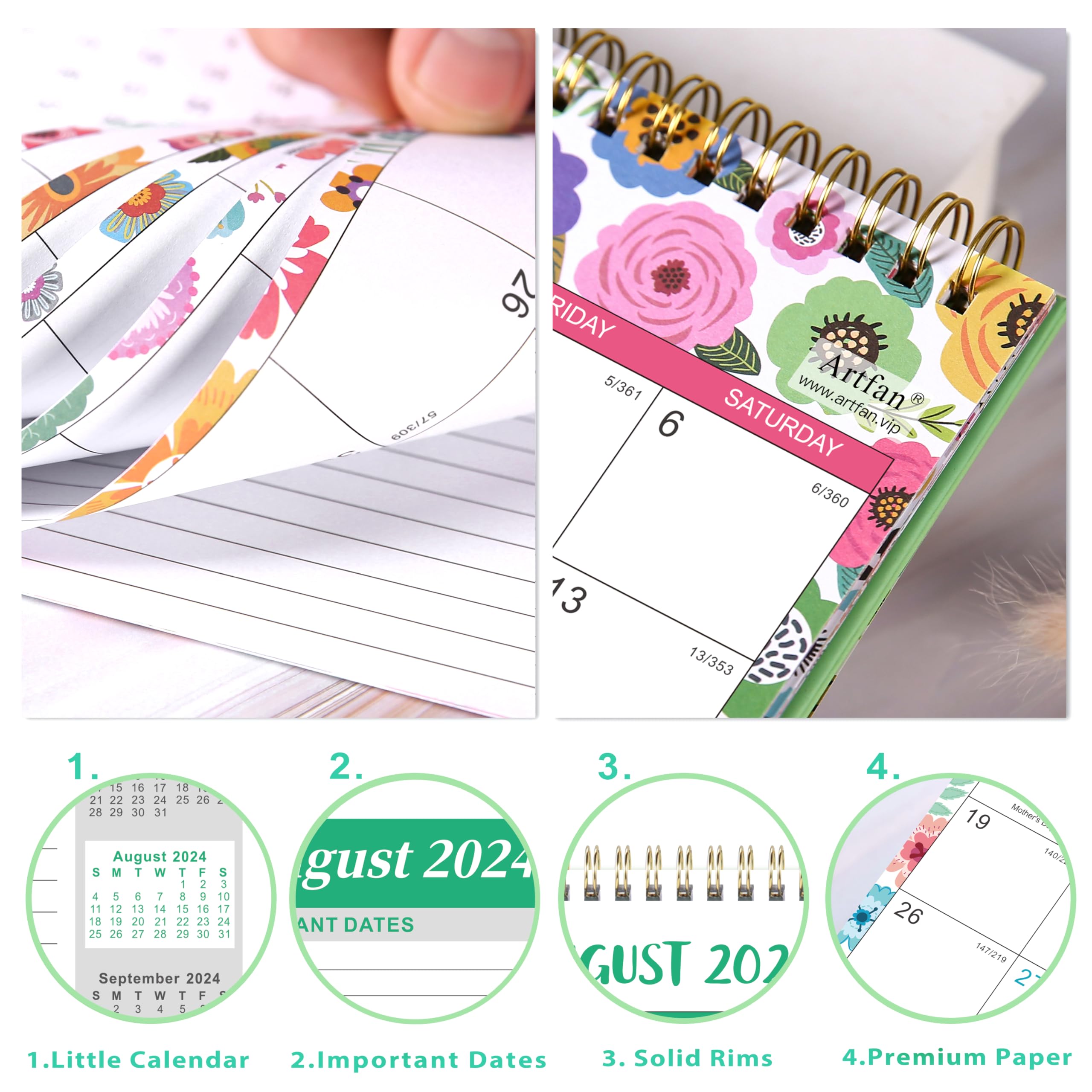 Snapklik com : Desk Calendar 2024 Standing Flip 2024 Desktop Calendar