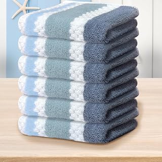 Waffle Washcloths for Bathroom, Wash Cloths 6 Pack 13"X13" - 100% Cotton | Quick Dry | Thick | Absorbent, Decorative Soft ... Price In India
