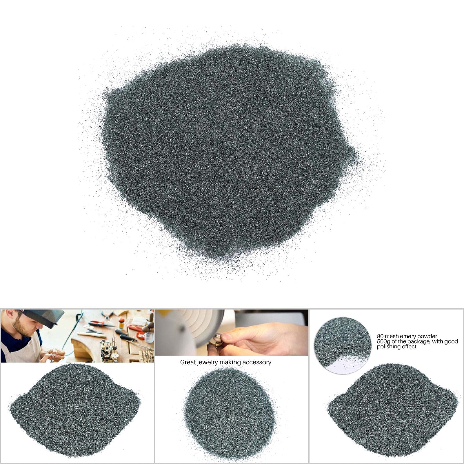 Yctze Sable émeri de Haut Qualité 80 Maille pour Polissage Précis des Bijoux Poudre de Polissage Professionnelle pour Artisans et Fabricants de Bijoux Paquet de 500 G